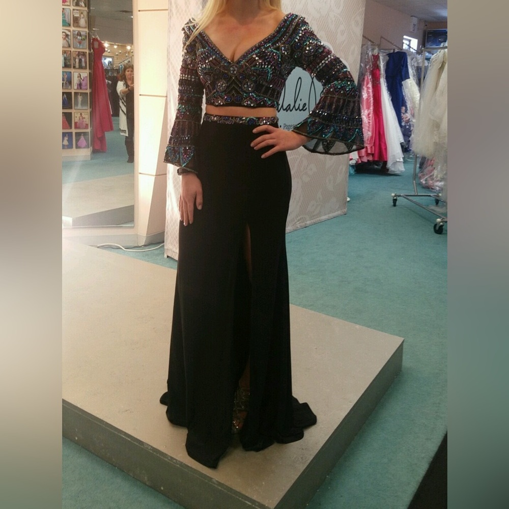 Embellished Crop Top and Black Skirt Formal/Prom - Picture 6 of 6